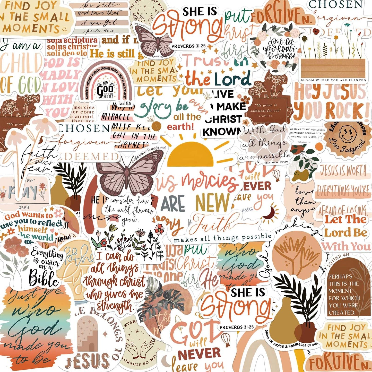 50PCS Bible Verse Stickers: Inspirational Christian Stickers for Easter Gifts, Women, Men, Teens - Perfect for Water Bottle, Laptop, Bible