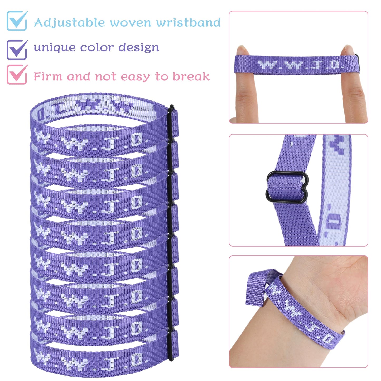 8PCS WWJD Christian Bracelet Pack for Women Men, Christian Jesus Gifts Adjustable Wristbands, WWJD Bracelets Bulk - What Would Jesus Do Bracelet