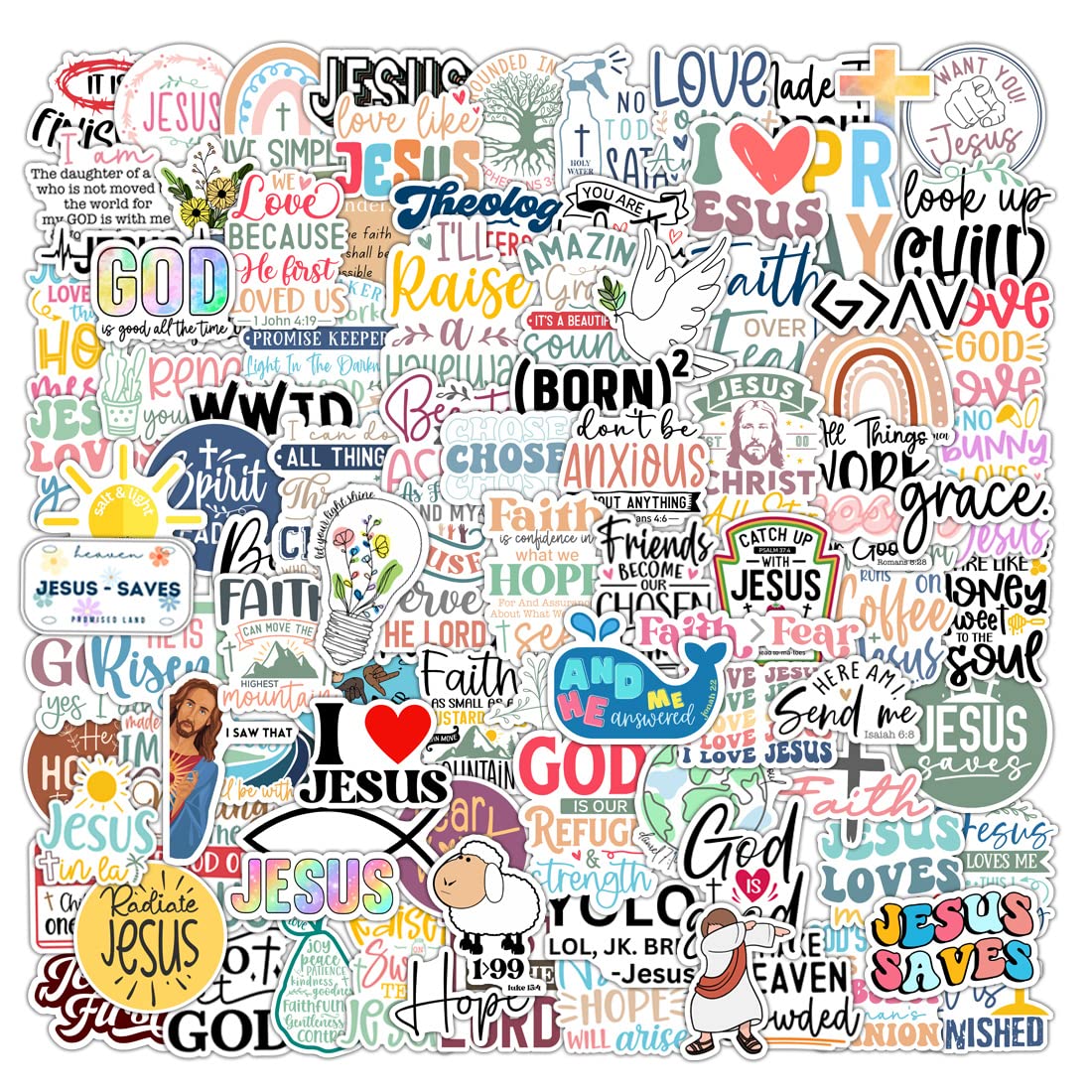 100 Pack Christian Scripture Stickers, Faith Inspiring Religious Gifts for Easter, Journaling, Water Bottles, Bible Verse Stickers, Christian Gifts for Women, Kids, Teens, Boys and Girls (Scripture)