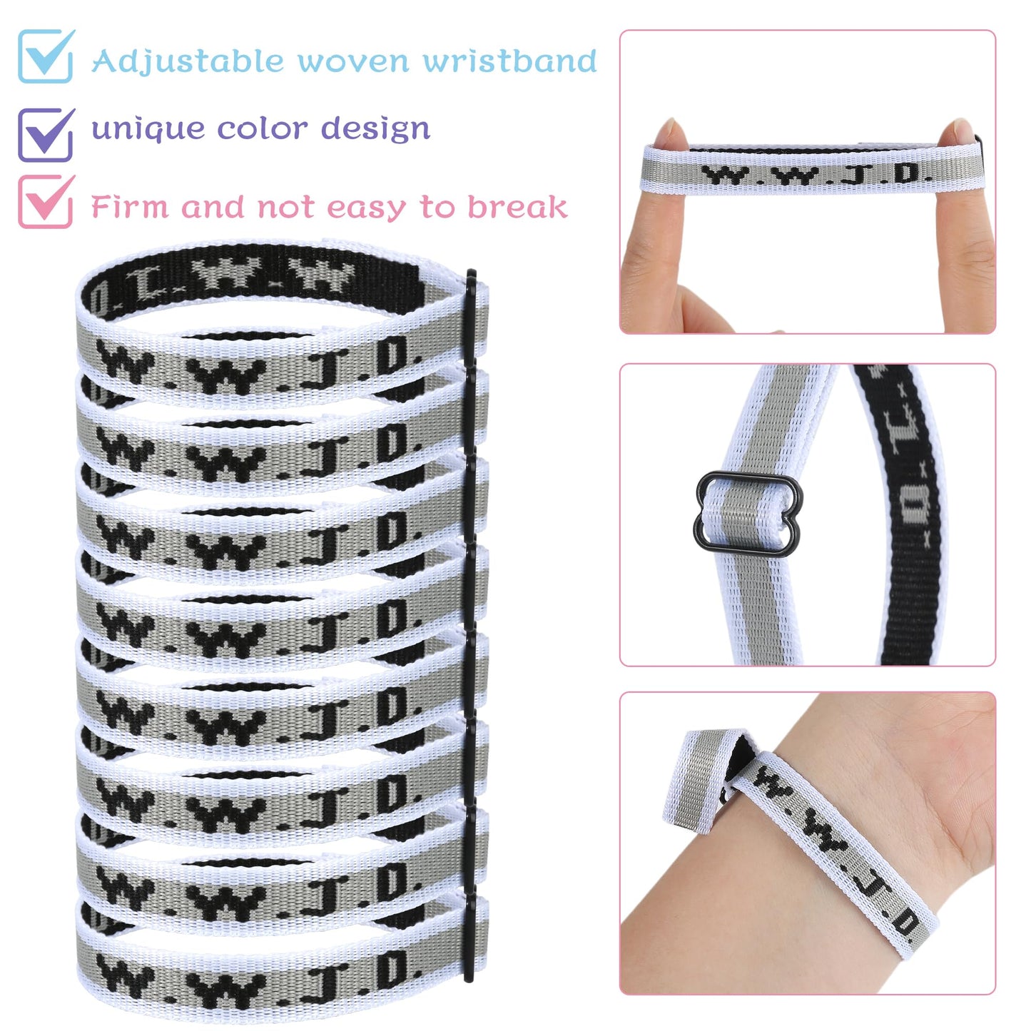 8PCS WWJD Christian Bracelet Pack for Women Men, Christian Jesus Gifts Adjustable Wristbands, WWJD Bracelets Bulk - What Would Jesus Do Bracelet