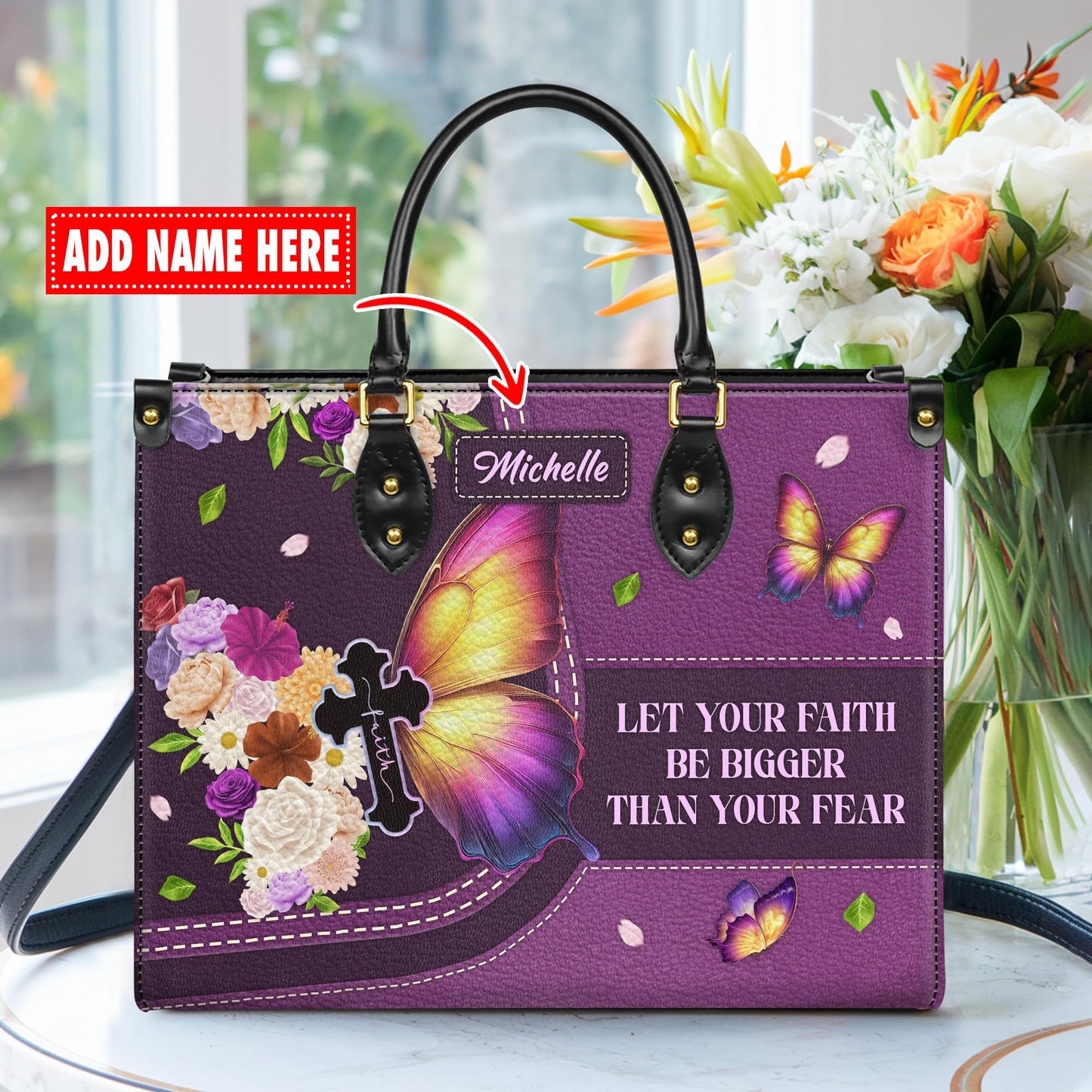 Personalized Leather Handbag for Women, Custom Name Church Bag, Christian Gifts, Mother Day's Gift for God Lovers