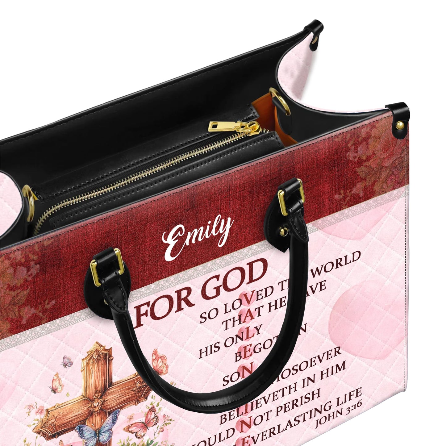 Personalized Leather Handbag for Women, Custom Name Church Bag, Christian Gifts, Mother Day's Gift for God Lovers