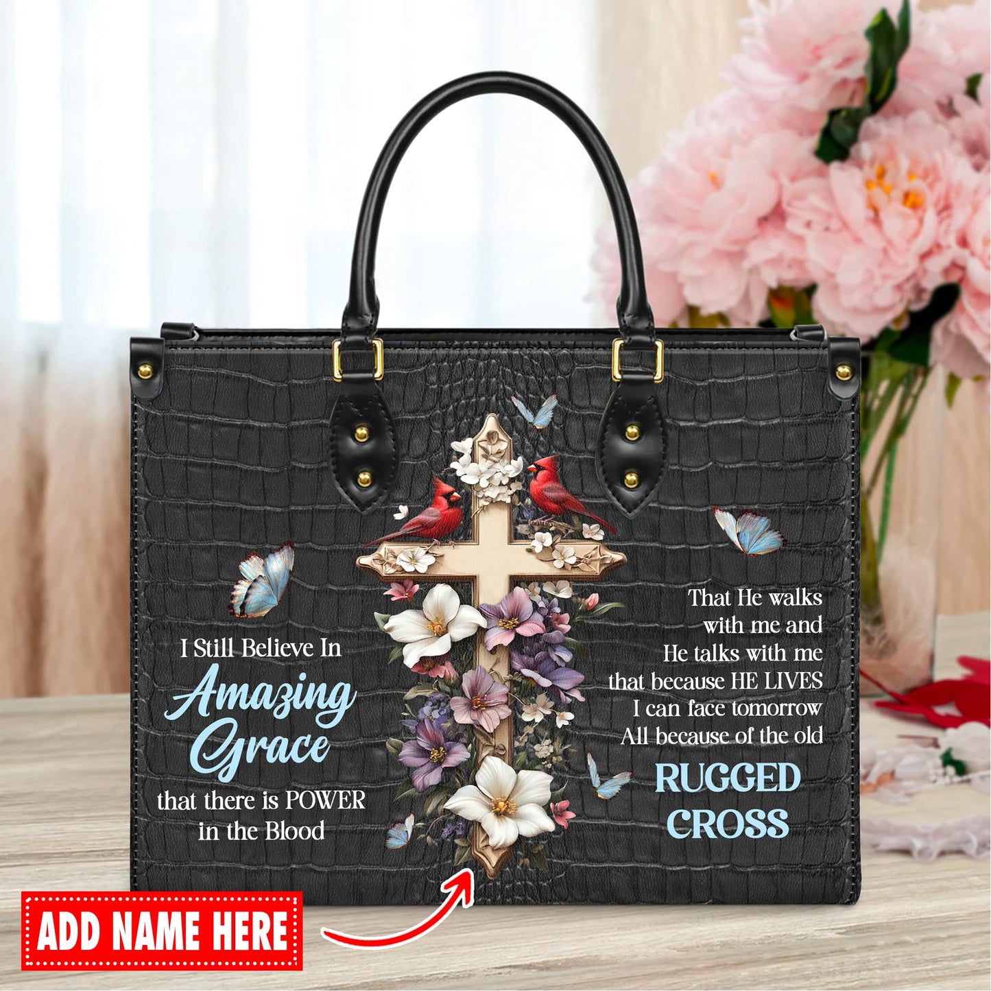 Personalized Leather Handbag for Women, Custom Name Church Bag, Christian Gifts, Mother Day's Gift for God Lovers
