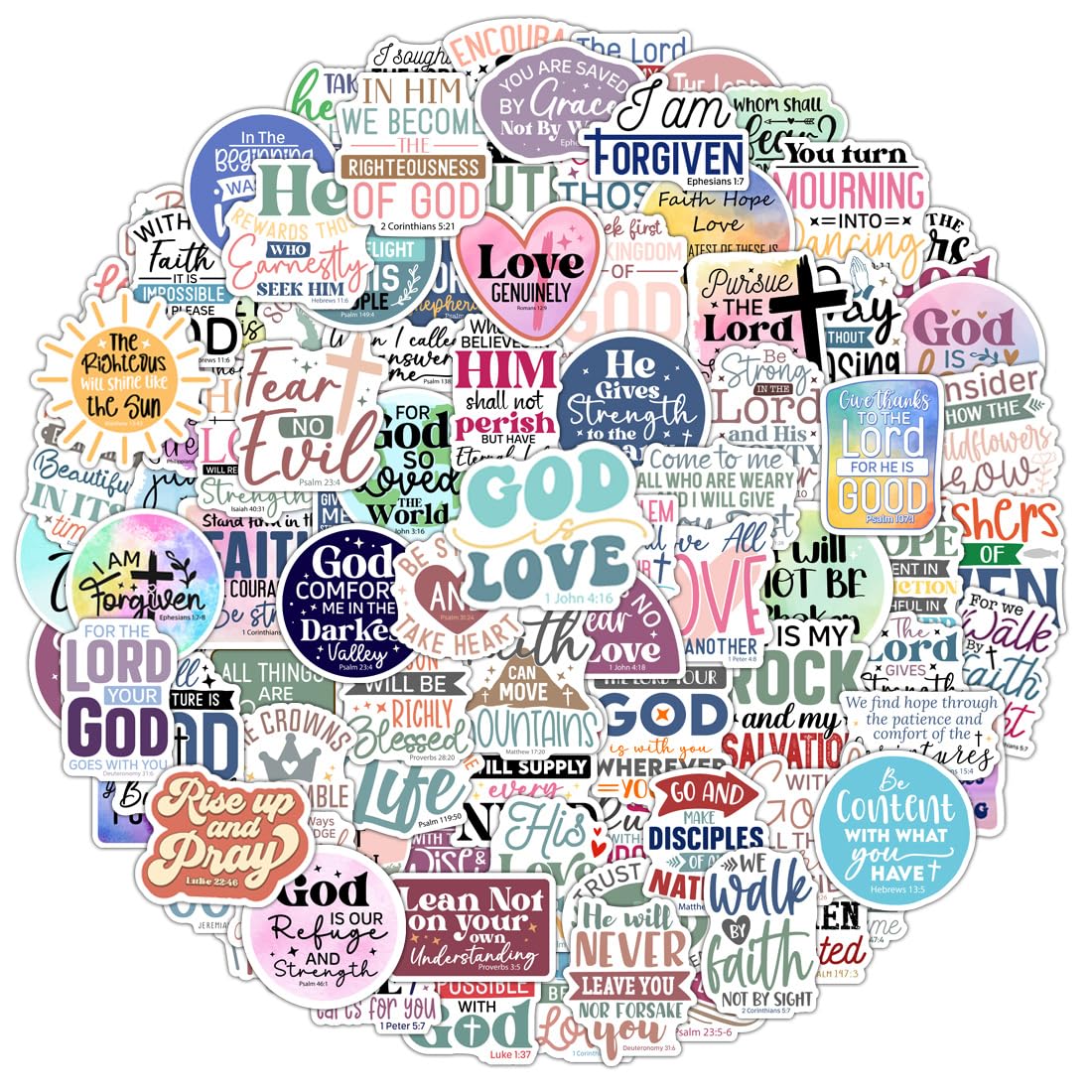 100 Pack Christian Scripture Stickers, Faith Inspiring Religious Gifts for Easter, Journaling, Water Bottles, Bible Verse Stickers, Christian Gifts for Women, Kids, Teens, Boys and Girls (Scripture)