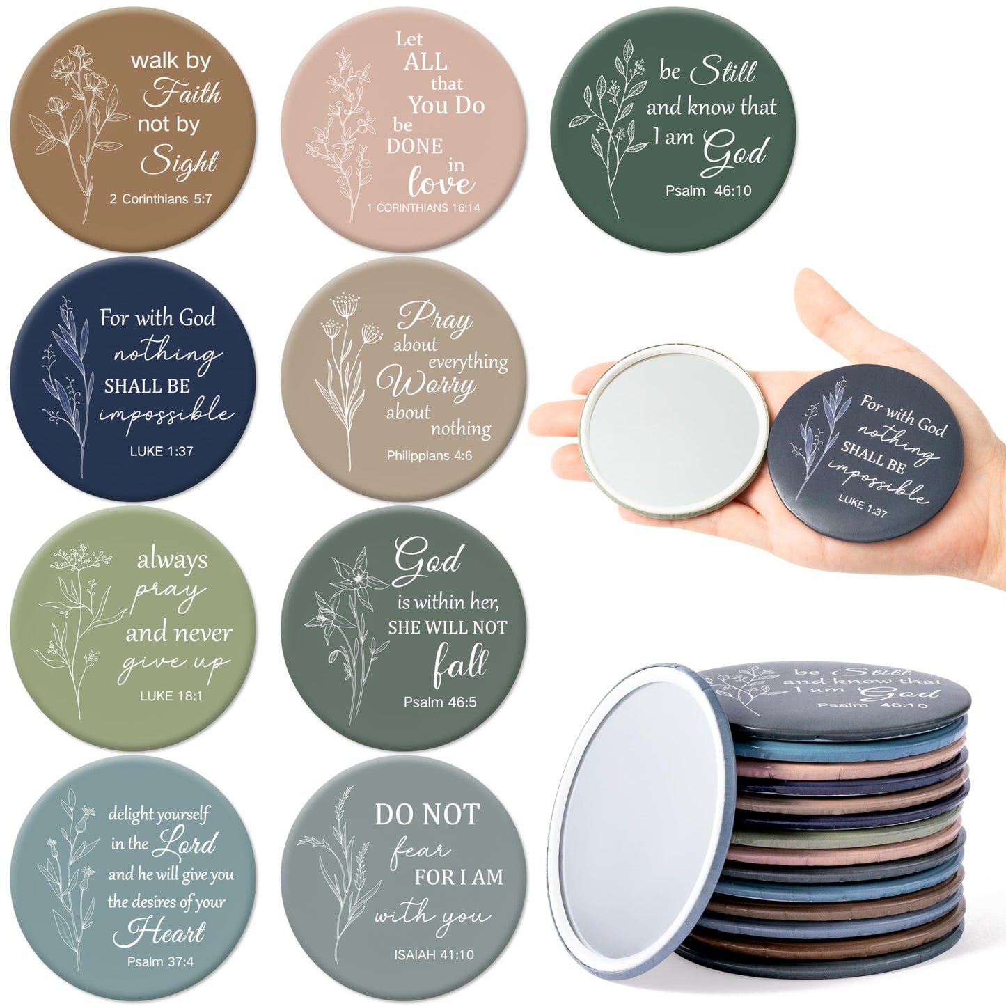 Y1tvei Christian Gifts Compact Mirror - 36Pcs Flower Cross God Say You are Bible Verse Mini Compact Mirrors Inspirational Small Portable Pocket Makeup Mirror for Purse Church Party Favors for Women