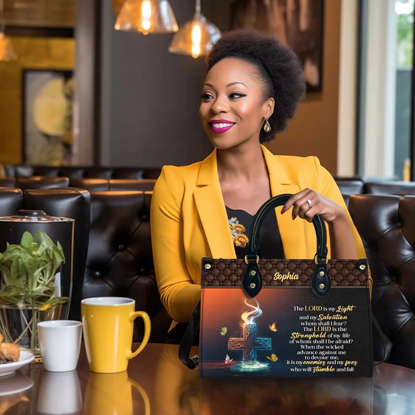 Personalized Leather Handbag for Women, Custom Name Church Bag, Christian Gifts, Mother Day's Gift for God Lovers