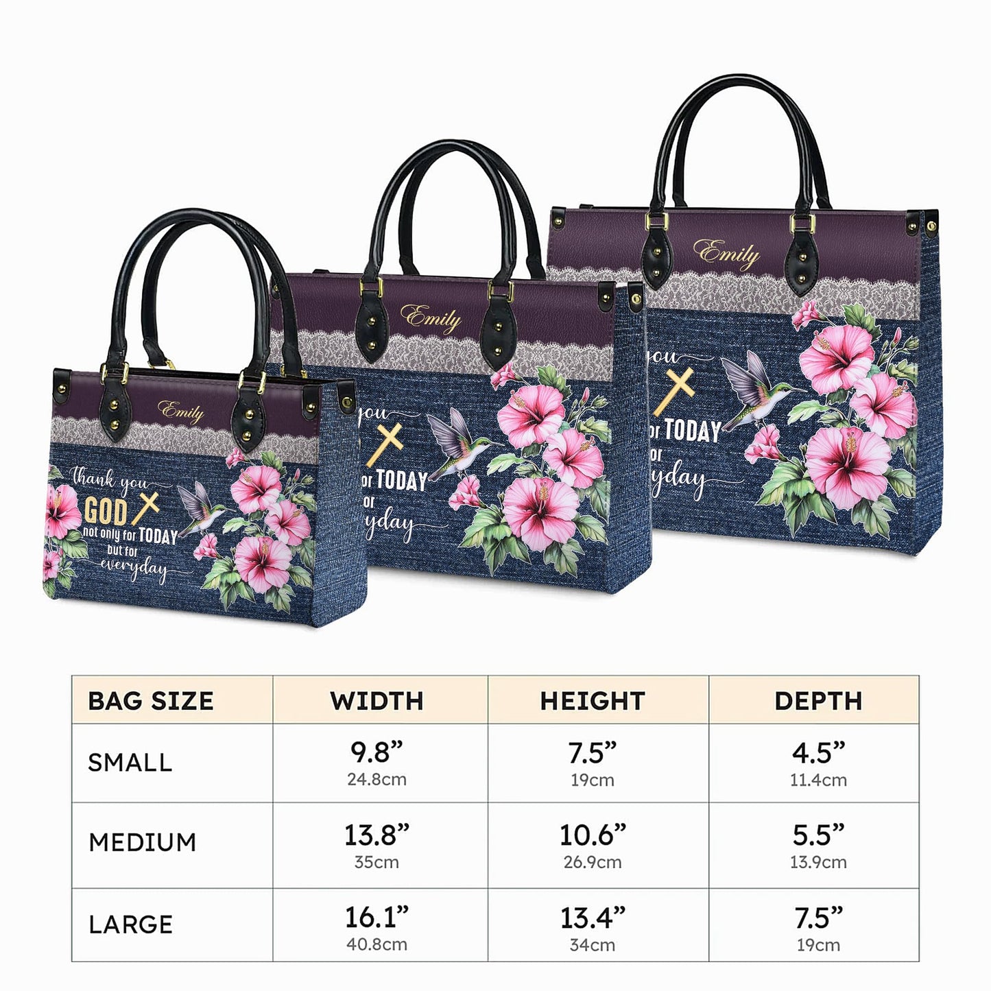 Personalized Leather Handbag for Women, Custom Name Church Bag, Christian Gifts, Mother Day's Gift for God Lovers