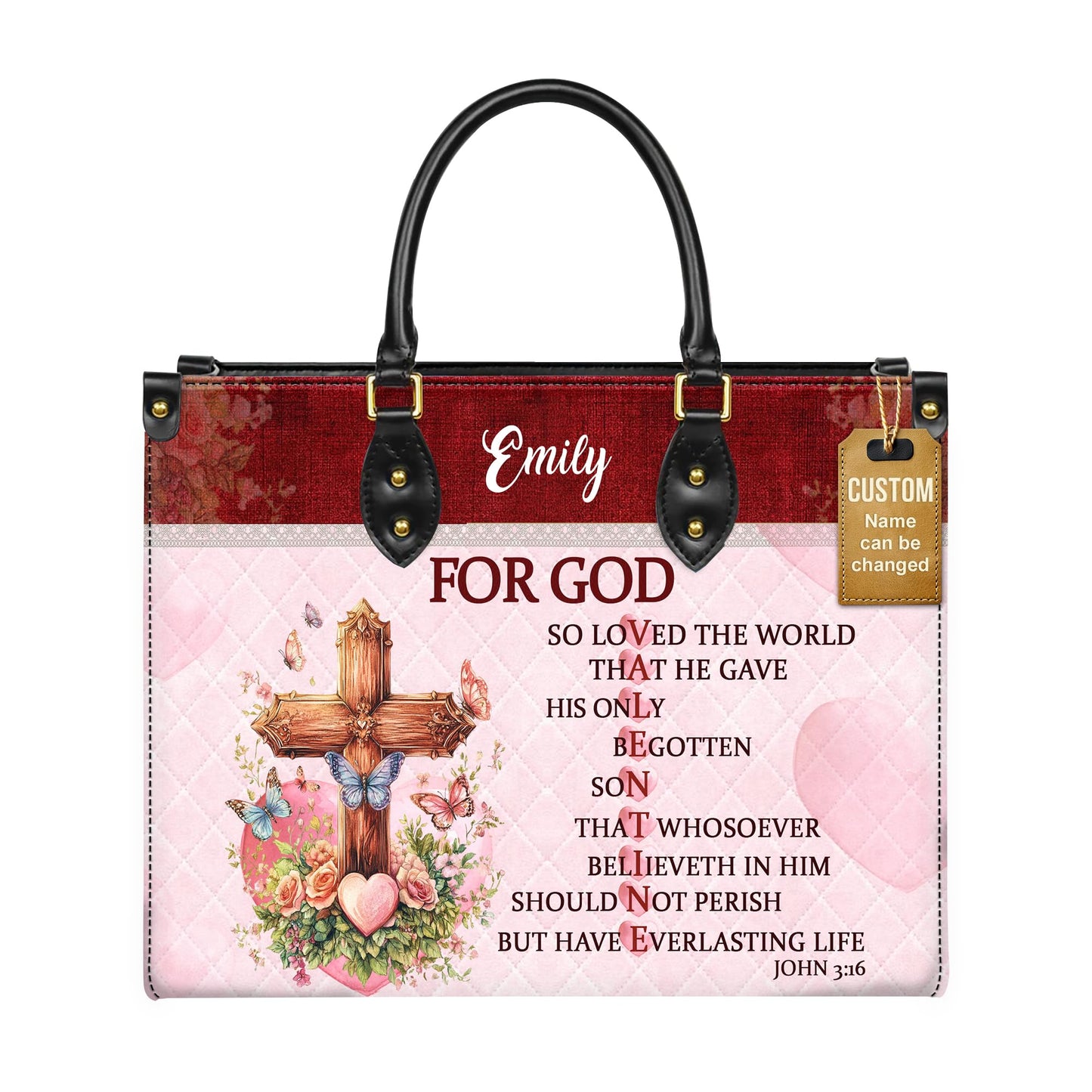 Personalized Leather Handbag for Women, Custom Name Church Bag, Christian Gifts, Mother Day's Gift for God Lovers