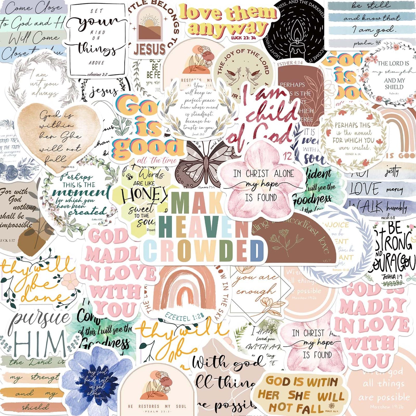50PCS Bible Verse Stickers: Inspirational Christian Stickers for Easter Gifts, Women, Men, Teens - Perfect for Water Bottle, Laptop, Bible
