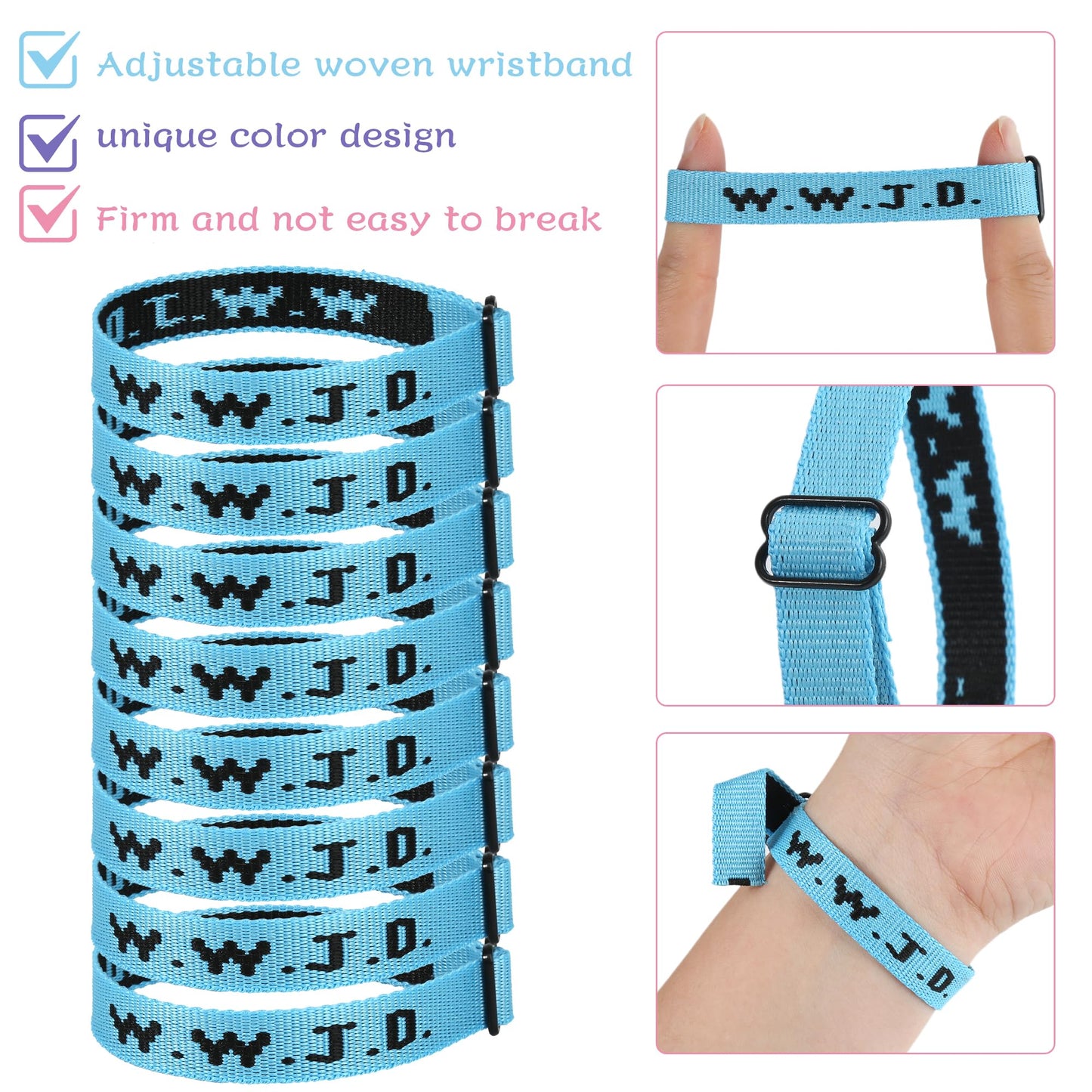 8PCS WWJD Christian Bracelet Pack for Women Men, Christian Jesus Gifts Adjustable Wristbands, WWJD Bracelets Bulk - What Would Jesus Do Bracelet