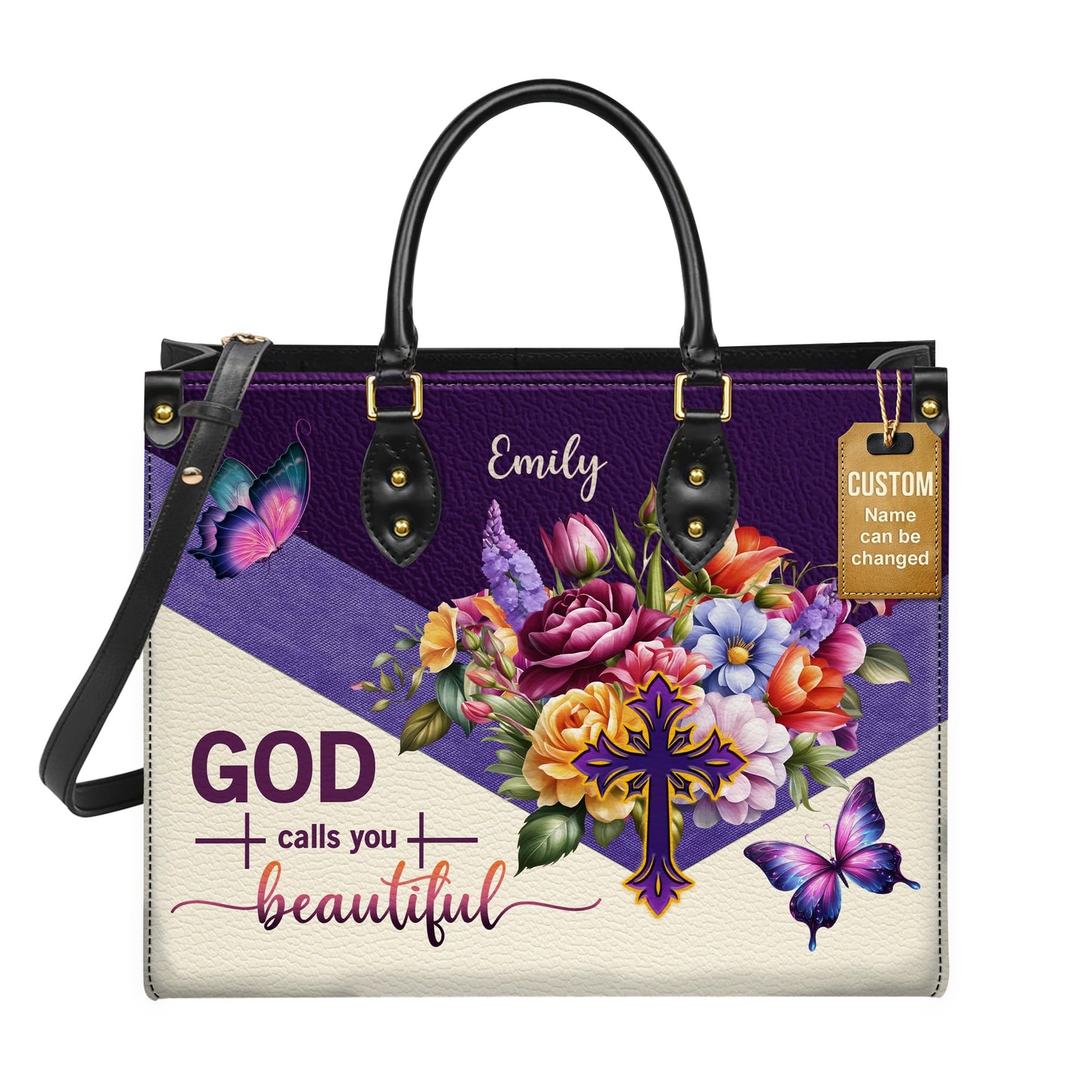 Personalized Leather Handbag for Women, Custom Name Church Bag, Christian Gifts, Mother Day's Gift for God Lovers