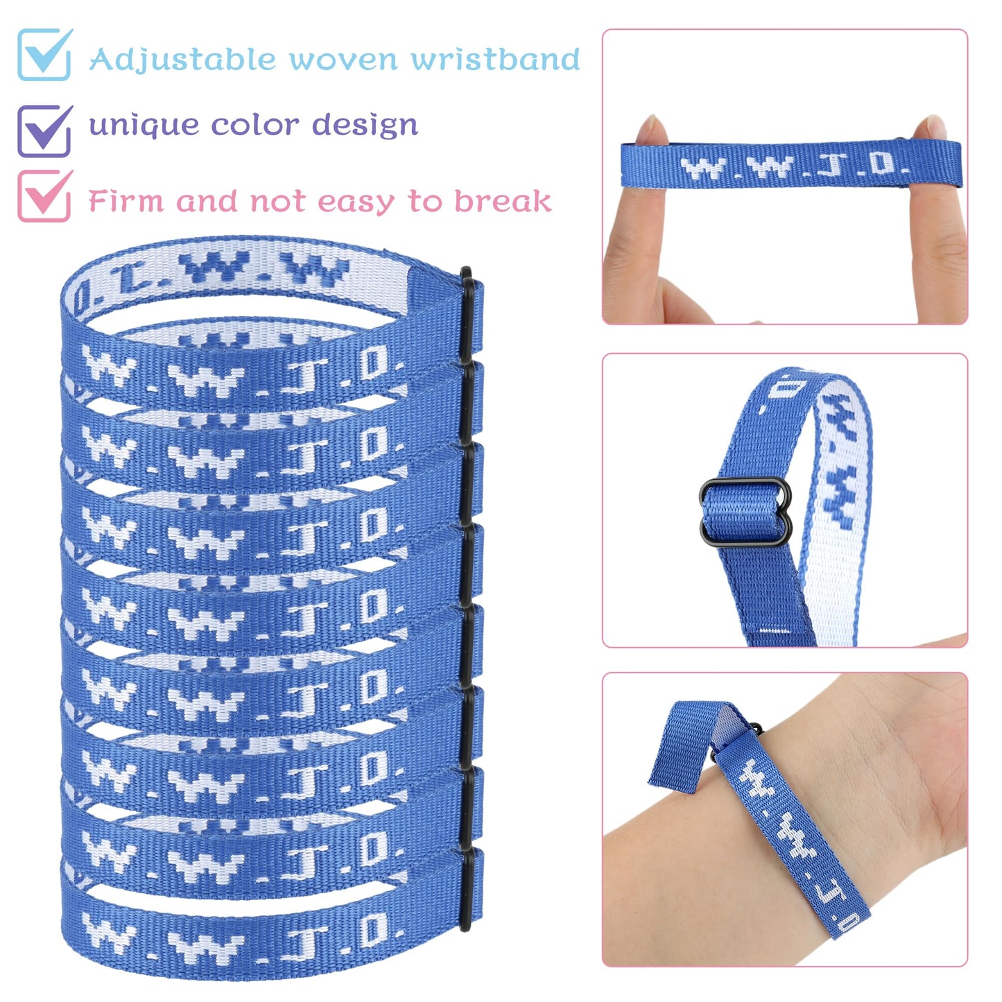 8PCS WWJD Christian Bracelet Pack for Women Men, Christian Jesus Gifts Adjustable Wristbands, WWJD Bracelets Bulk - What Would Jesus Do Bracelet
