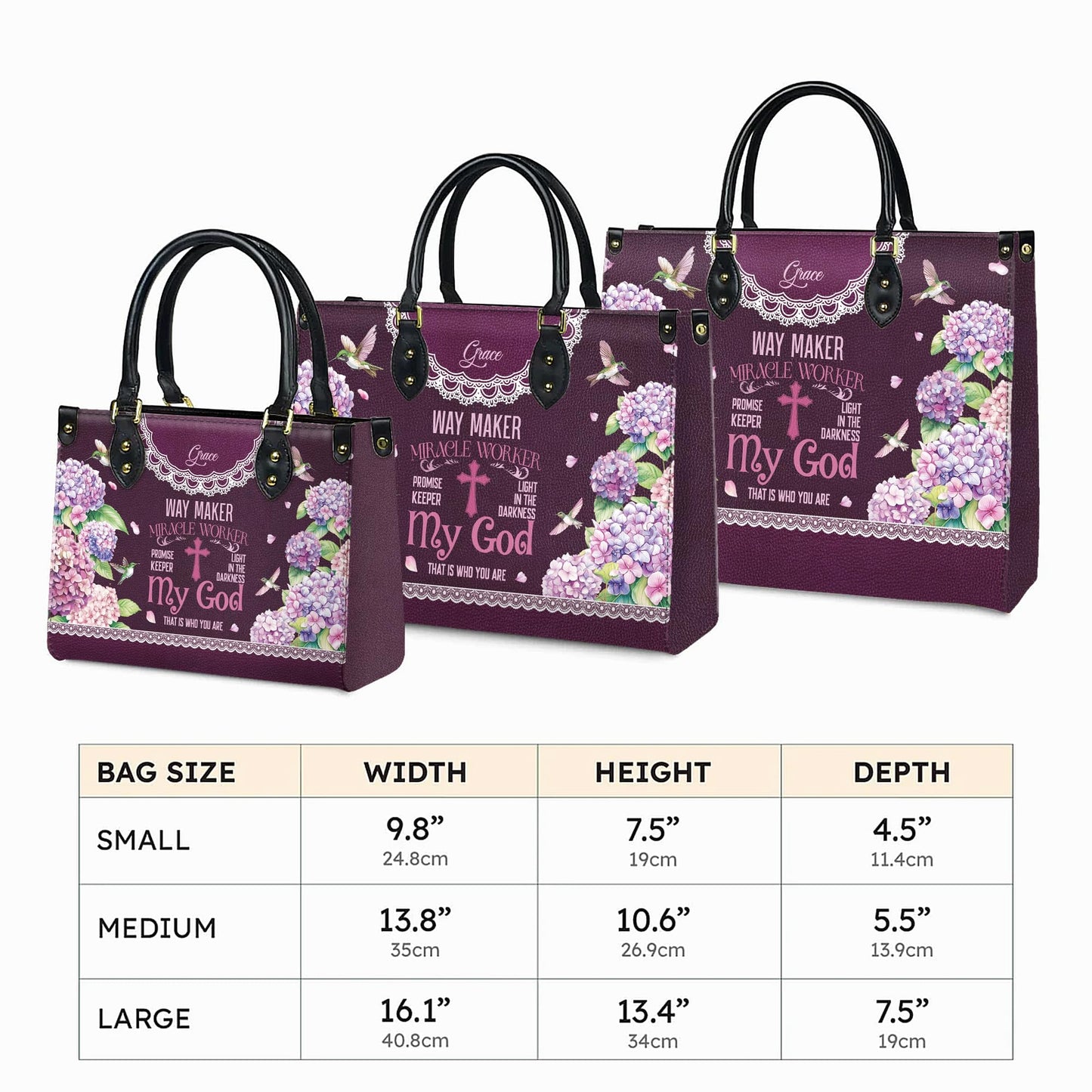 Personalized Leather Handbag for Women, Custom Name Church Bag, Christian Gifts, Mother Day's Gift for God Lovers