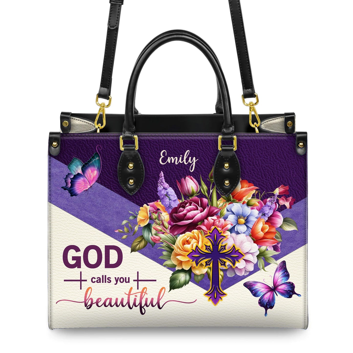 Personalized Leather Handbag for Women, Custom Name Church Bag, Christian Gifts, Mother Day's Gift for God Lovers