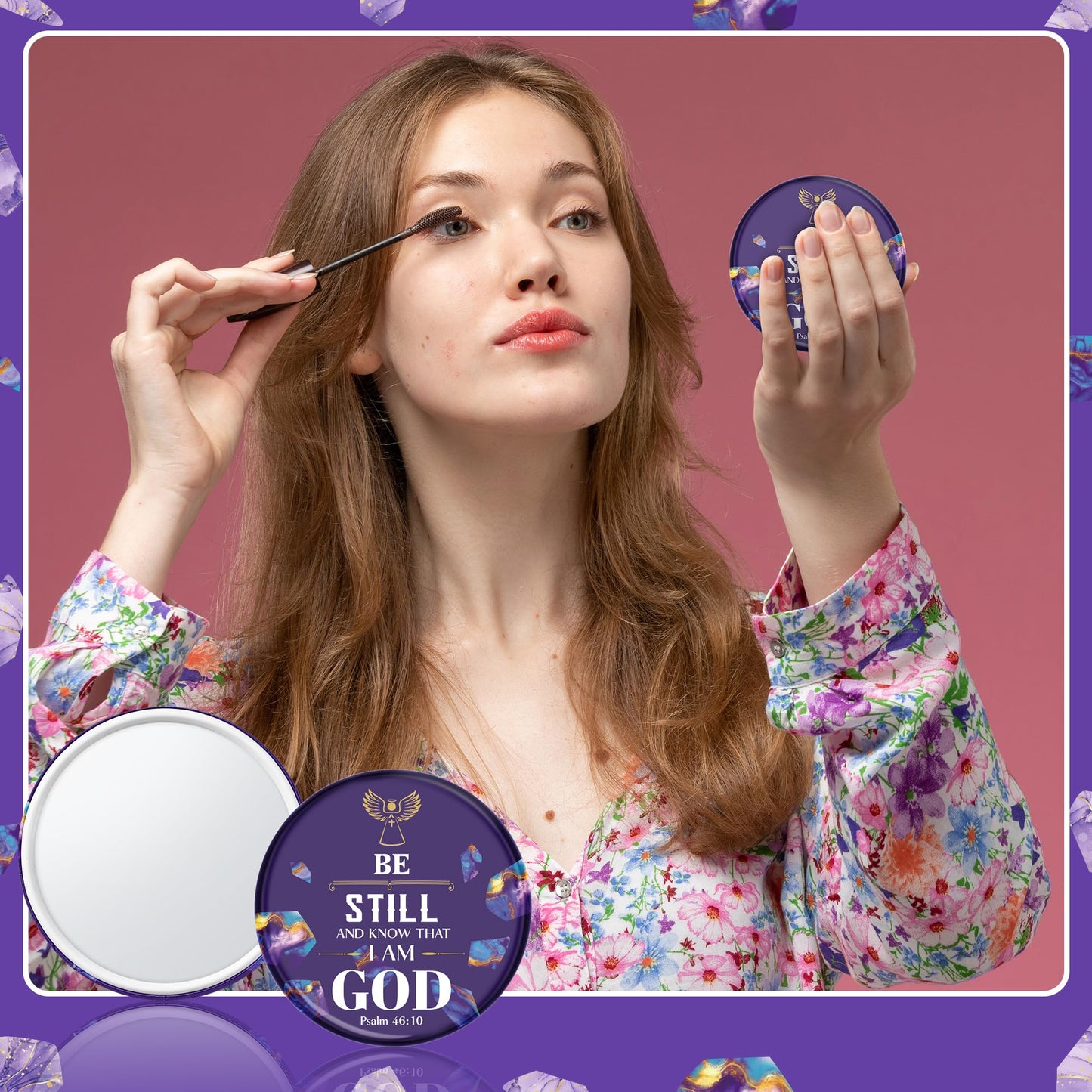 Y1tvei Christian Gifts Compact Mirror - 36Pcs Flower Cross God Say You are Bible Verse Mini Compact Mirrors Inspirational Small Portable Pocket Makeup Mirror for Purse Church Party Favors for Women