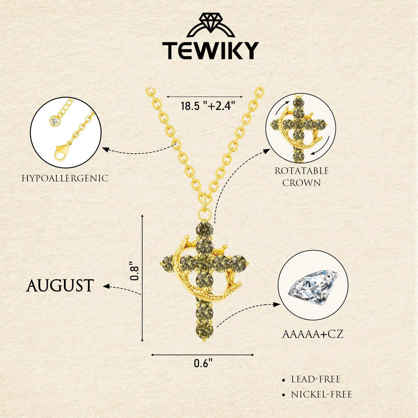 Tewiky Diamond Cross Necklace for women-Dainty 14k Gold Cubic Zirconia Pendant Necklaces Simple Gold Cross Pendant Necklace Cute Tiny Gold Jewelry