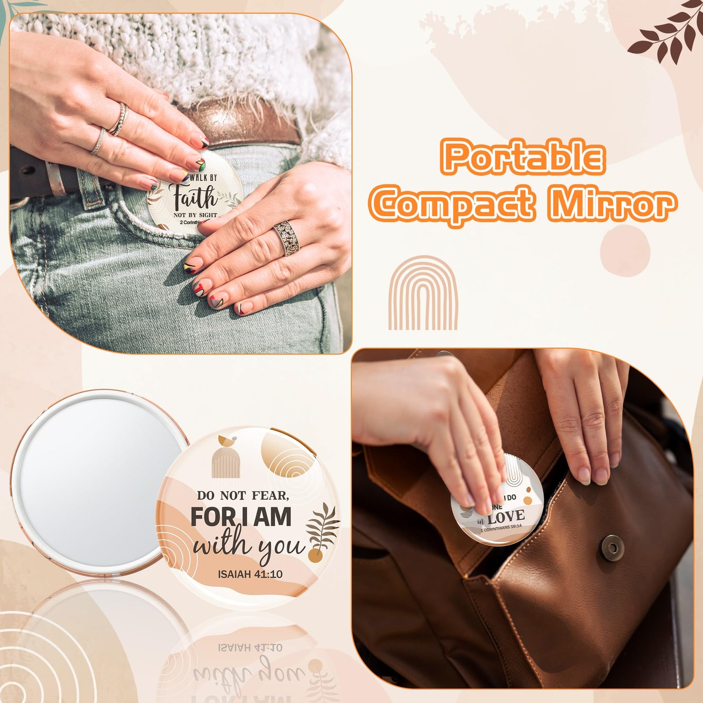 Y1tvei Christian Gifts Compact Mirror - 36Pcs Flower Cross God Say You are Bible Verse Mini Compact Mirrors Inspirational Small Portable Pocket Makeup Mirror for Purse Church Party Favors for Women