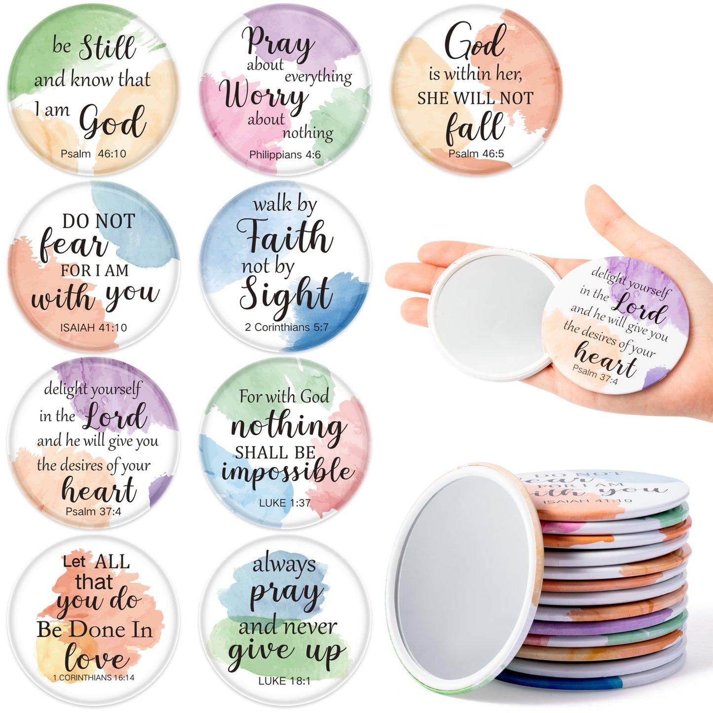 Y1tvei Christian Gifts Compact Mirror - 36Pcs Flower Cross God Say You are Bible Verse Mini Compact Mirrors Inspirational Small Portable Pocket Makeup Mirror for Purse Church Party Favors for Women