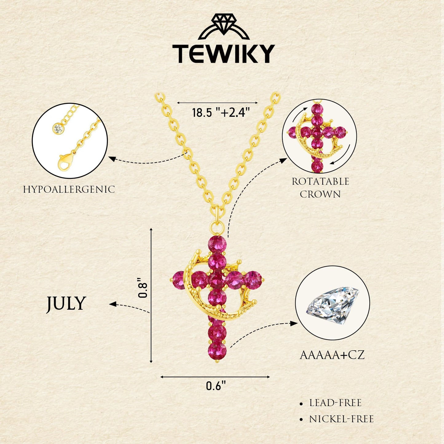 Tewiky Diamond Cross Necklace for women-Dainty 14k Gold Cubic Zirconia Pendant Necklaces Simple Gold Cross Pendant Necklace Cute Tiny Gold Jewelry