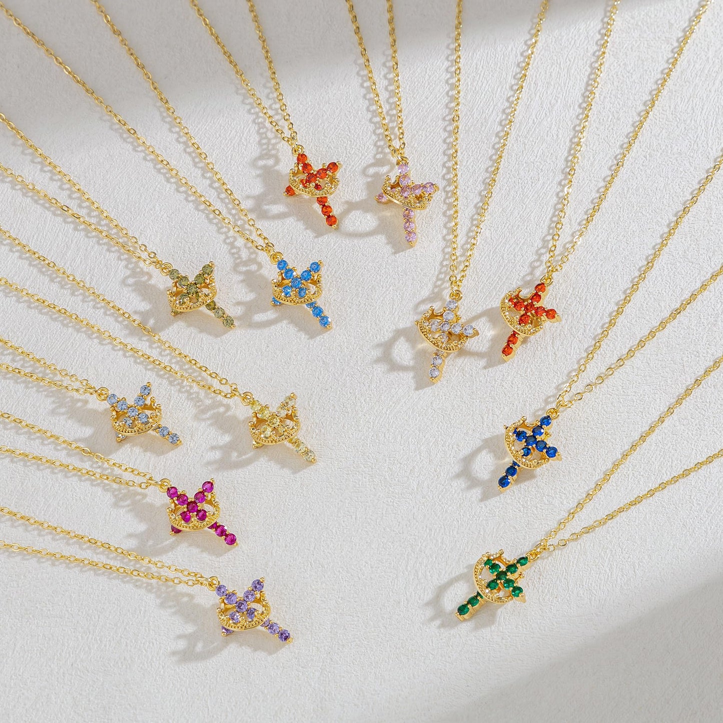Tewiky Diamond Cross Necklace for women-Dainty 14k Gold Cubic Zirconia Pendant Necklaces Simple Gold Cross Pendant Necklace Cute Tiny Gold Jewelry
