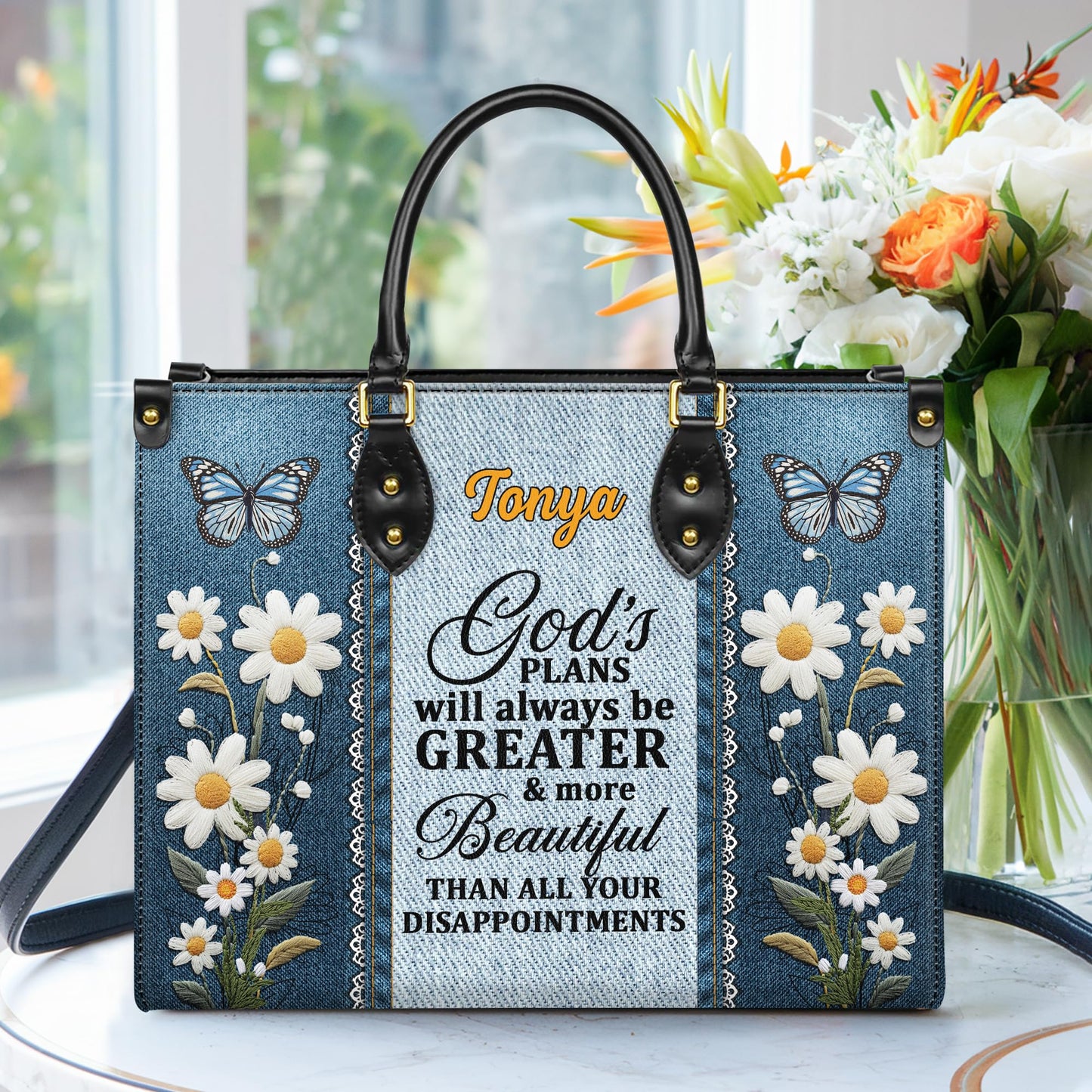 Personalized Leather Handbag for Women, Custom Name Church Bag, Christian Gifts, Mother Day's Gift for God Lovers