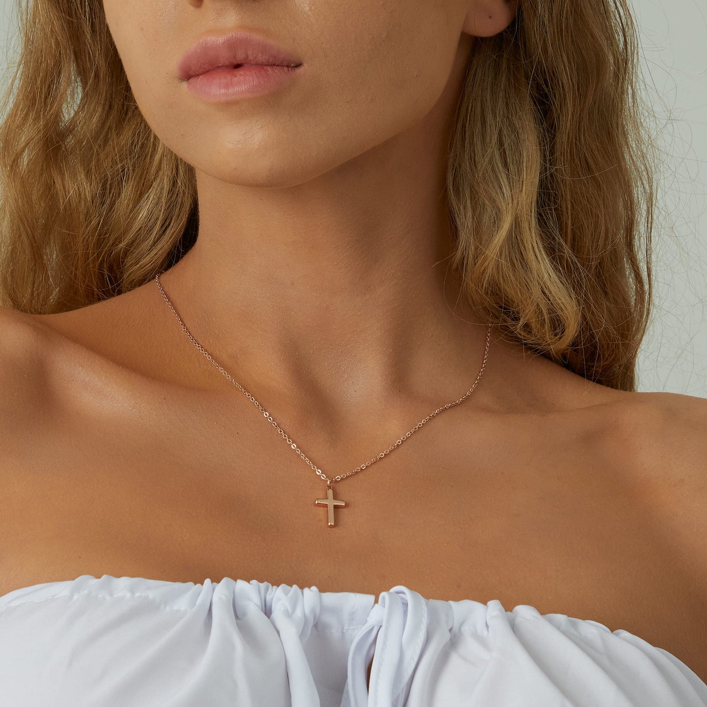 Tewiky Diamond Cross Necklace for women-Dainty 14k Gold Cubic Zirconia Pendant Necklaces Simple Gold Cross Pendant Necklace Cute Tiny Gold Jewelry