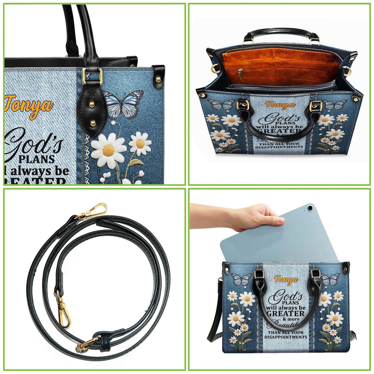 Personalized Leather Handbag for Women, Custom Name Church Bag, Christian Gifts, Mother Day's Gift for God Lovers