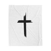 Cozy Velveteen Plush Blanket with Cross Design - Perfect Gift for Comfort and Faith