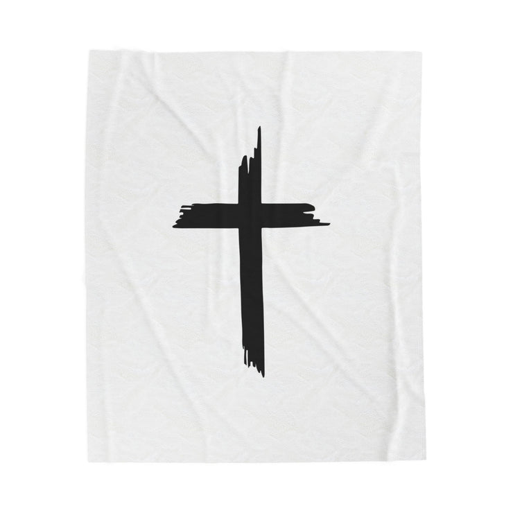 Cozy Velveteen Plush Blanket with Cross Design - Perfect Gift for Comfort and Faith