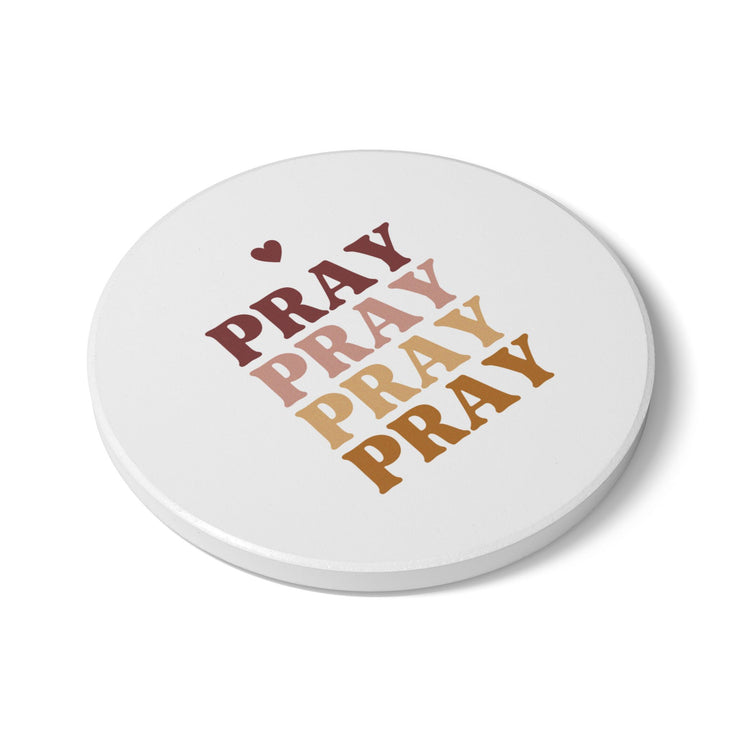 Inspirational Ceramic Coaster - "Pray" Design for Home Decor & Gifting