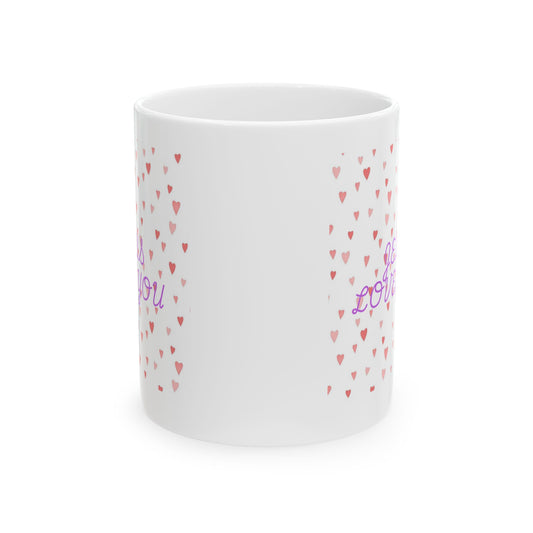 Jesus Loves You Ceramic Mug - Heart Pattern, Inspirational Gift for Coffee Lovers