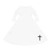 Elegant Women's Long Sleeve Dance Dress with Cross Design