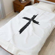 Cozy Velveteen Plush Blanket with Cross Design - Perfect Gift for Comfort and Faith
