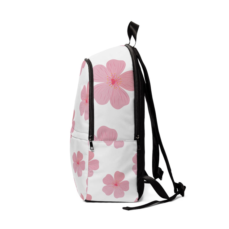 Floral Pink Unisex Fabric Backpack - Stylish and Functional Daypack for School or Travel