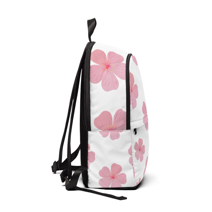 Floral Pink Unisex Fabric Backpack - Stylish and Functional Daypack for School or Travel