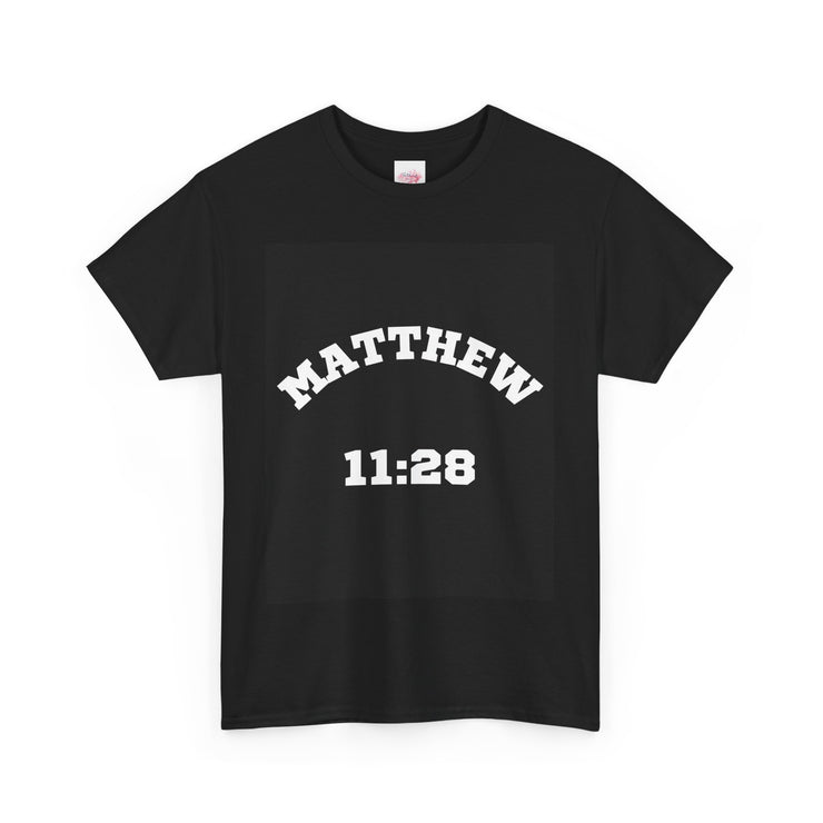 Matthew 11:28 Unisex Heavy Cotton Tee, Christian T-Shirt, Inspirational Quote Shirt, Religious Apparel, Faith-Based Clothing