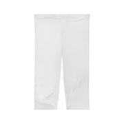 White Women’s Capri Leggings with Bold Cross Design