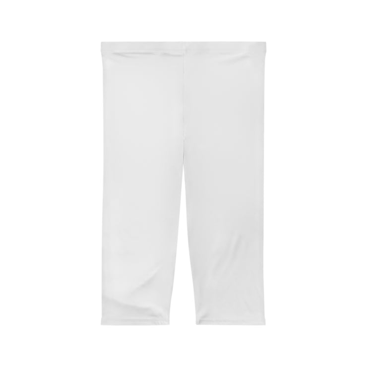 White Women’s Capri Leggings with Bold Cross Design