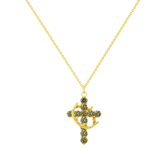Tewiky Diamond Cross Necklace for women-Dainty 14k Gold Cubic Zirconia Pendant Necklaces Simple Gold Cross Pendant Necklace Cute Tiny Gold Jewelry