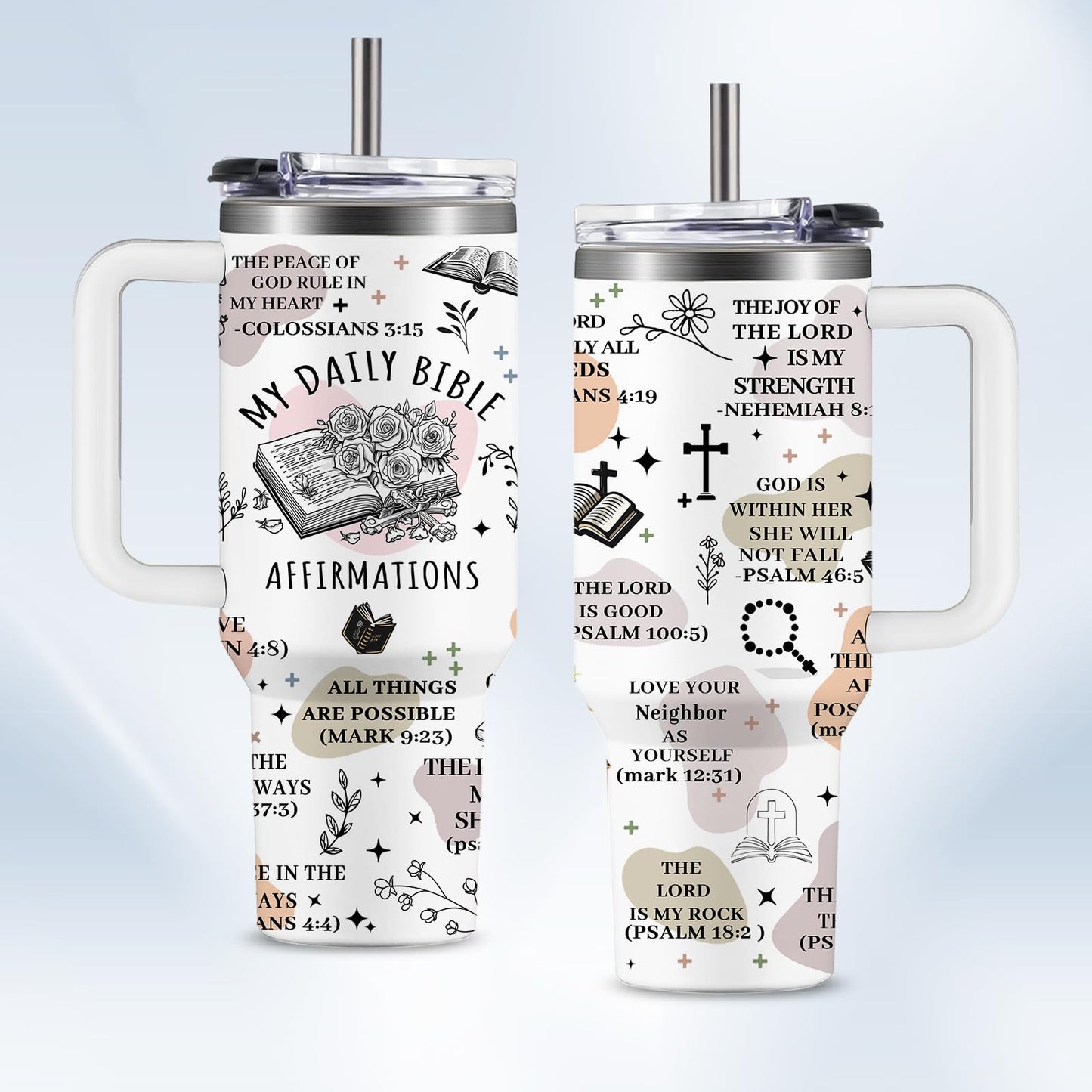 Christian Gifts for Women God Tumbler 40oz Pink Child of God Gifts Coffee Travel Cup - Inspirational Religious Birthday Catholic Spiritual Gift for Sister Friends, Baptism Confirmation Gift for Girls