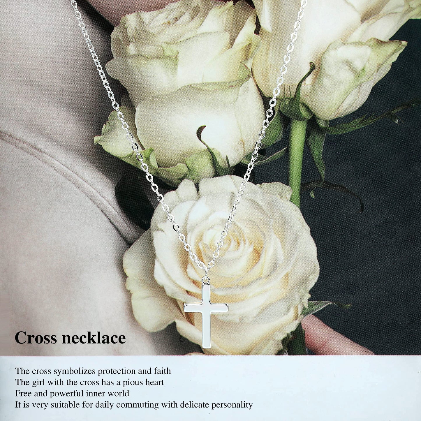 Tewiky Diamond Cross Necklace for women-Dainty 14k Gold Cubic Zirconia Pendant Necklaces Simple Gold Cross Pendant Necklace Cute Tiny Gold Jewelry