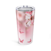 Yahuah Pink Floral Tumbler 20oz, Butterfly Travel Mug, Personalized Gift, Nature Lover Cup, Spring Decor, Floral Insulated Tumbler